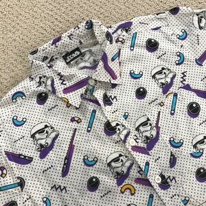 Star Wars Stormtrooper 90s Memphis Style Button Up Shirt Mens Medium White